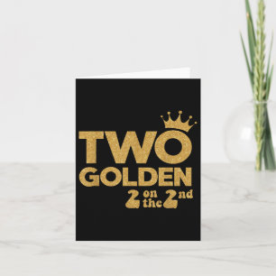 Carte Deux Décorations D'Anniversaire D'Or 2 Sur Le 2E B