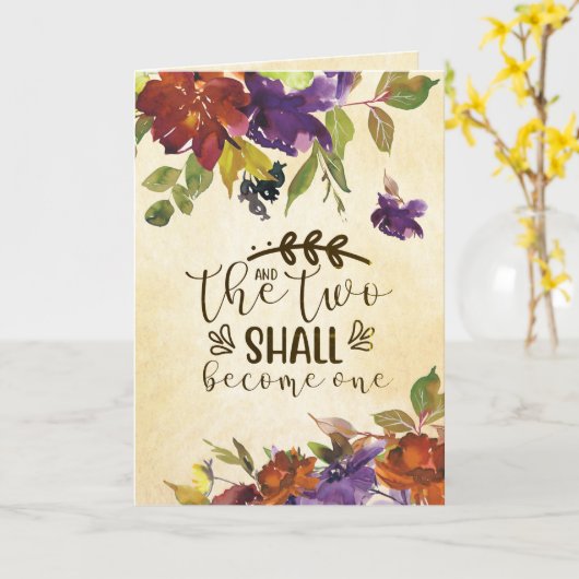 Carte Deux deviendront une Bible Mariage Félicitations (Fleur jaune)