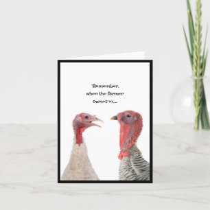 Carte Deux dindes pensant Thanksgiving
