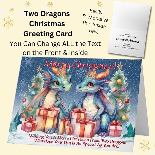 Carte Deux Dragons Vous Souhaitent Joyeux Noël
