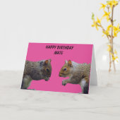 Carte Deux écureuils heureux mariage (Fleur jaune)