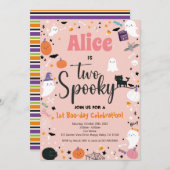 Carte Deux Éffrayantes Fille 2e fête d'Halloween (Devant / Derrière)