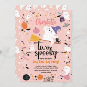 Carte Deux Éffrayantes Fille 2e fête d'Halloween (Devant / Derrière)