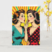 Carte Deux Femme Gossiping Dire Secrets Amitié (Fleur jaune)