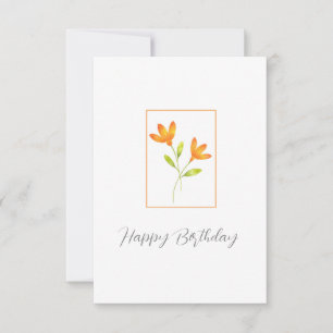 Carte Deux fleurs d'aquarelle orange