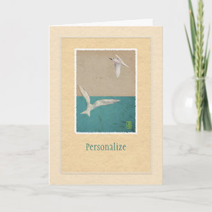 Carte Deux fois Seagulls Paper Art Personalize Greeting