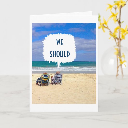 CARTE DEUX GALS À LA PLAGE DIT "JOLI ANNIVERSAIRE À VOUS (Fleur jaune)