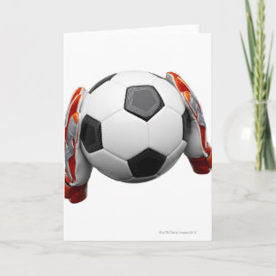 Carte Deux gants de gardiens de but tenant un football