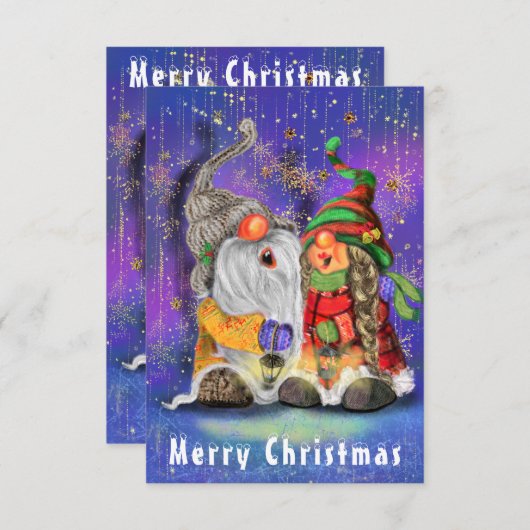 Carte Deux Gnomes Enchaînés chantant Bonne Chanson De No (Devant / Derrière)