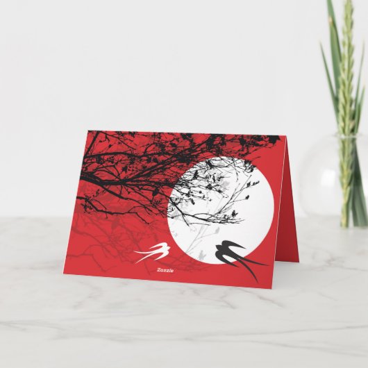 Carte Deux hirondelles orientales au clair de lune avec  (Dos)