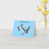 Carte Deux hirondelles rustiques personnalisées en vol (Fleur jaune)