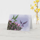 Carte Deux Hummingbirds & Pink Bush Blank Grey Card (Fleur jaune)