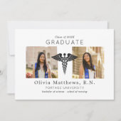 Carte Deux Insigne noir blanc de soins infirmiers (Devant)