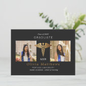 Carte Deux Insignes de soins infirmiers MSN Black Gold (Debout devant)