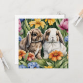 Carte Deux lapins de lapin de lapin de petite lop (Devant/Arrière en situation)