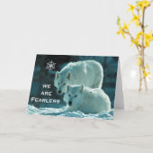 Carte Deux loups blancs sans peur de l'Arctique en scène (Fleur jaune)