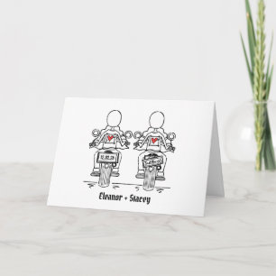 Carte Deux mariées biker mariage de moto