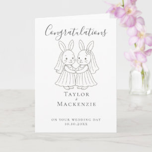 Carte Deux mariées Lapin lapins Félicitations Mariage