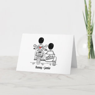 Carte Deux mariés moto et side-car mariage