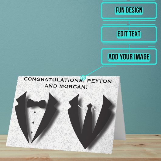 Carte Deux mariés Résumé Jour de Mariage Félicitations