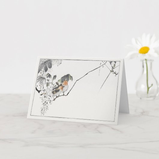 Carte Deux moineaux sur une branche (Petite plante)