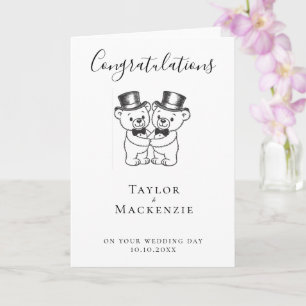 Carte Deux Nounours de Grooms Félicitations Mariage