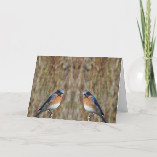 Carte "Deux oiseaux bleus avec l'ange " (Devant)