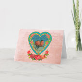 Carte Deux oiseaux dans une Saint-Valentin cœur (Devant)