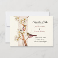 Carte Deux Oiseaux Sauvent la Date