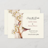 Carte Deux Oiseaux Sauvent la Date (Devant / Derrière)