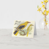 Carte Deux oiseaux sur un Merci ! (Fleur jaune)