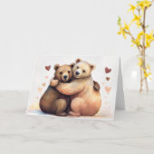 Carte Deux ours serrés pour la romance de la Saint Valen (Fleur jaune)