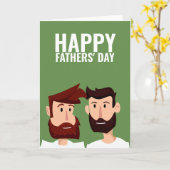 Carte Deux papas gays, Fête des pères heureuse (Fleur jaune)