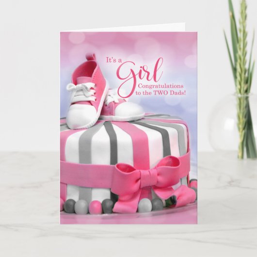 Carte Deux papas Nouveau bébé Félicitations rose (Devant)