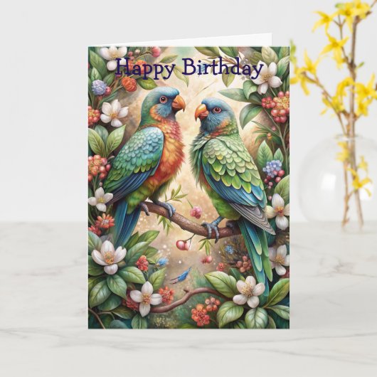 Carte Deux perroquets (Fleur jaune)