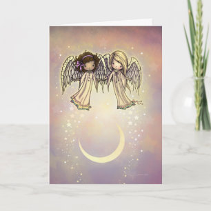 Carte Deux petits anges sur une nuit scintillante Art