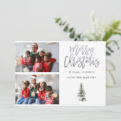 Carte Deux photos Arbre de Noël moderne (Debout devant)