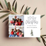Carte Deux photos Arbre de Noël moderne<br><div class="desc">Envoyez vos voeux de Noël avec style avec votre Carte de Noël moderne Photo Two Photo Tree.</div>