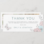 Carte Deux photos Artsy Florals Merci papillon (Devant / Derrière)