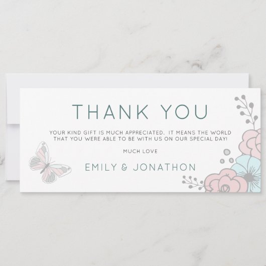 Carte Deux photos Artsy Florals Merci papillon (Devant)