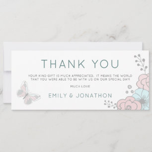 Carte Deux photos Artsy Florals Merci papillon