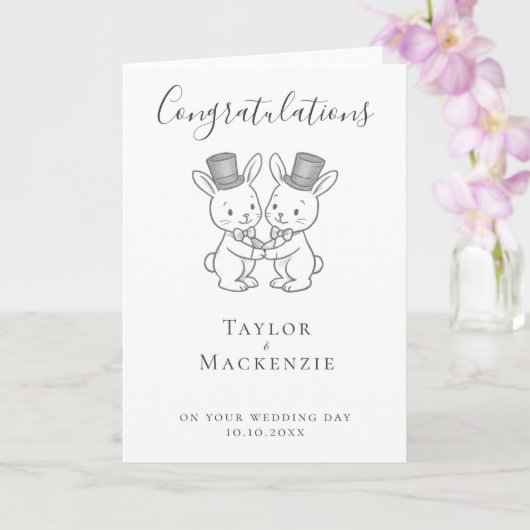 Carte Deux Pièces de lapin Félicitations Mariage (Orchidée)