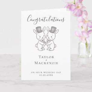 Carte Deux Pièces de lapin Félicitations Mariage