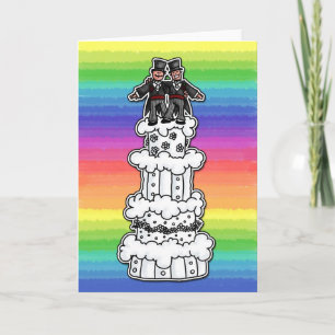 Carte Deux pièces sur le gâteau Mariage arc-en-ciel