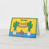 Carte Deux plantes de cactus joyeux anniversaire bottant (Devant)