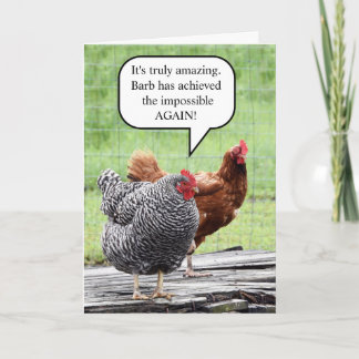 Carte Deux poules humour de joyeux anniversaire