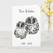 Carte Deux poussins de choux peint à l'encre de suie (Fleur jaune)