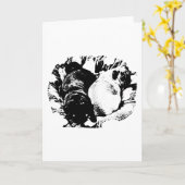 Carte Deux Pug, un vœu paisible (Fleur jaune)
