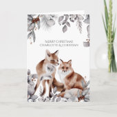 Carte Deux Renards Rouges Noël personnalisé (Devant)