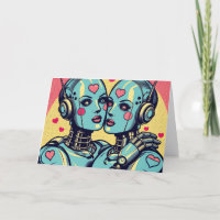 Deux robots féminins amoureux Anniversaire